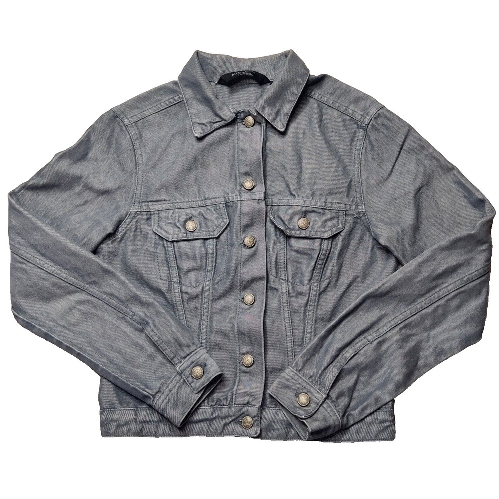 VTG BILLY BLUES Women Medium Silver Blue Button Denim Trucker Jacket Made In USA